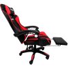 Gamer szék, forgószék masszázs funkcióval, lábtartóval, fekete-piros