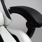 Gamer szék, forgószék masszázs funkcióval, lábtartóval, fekete-fehér
