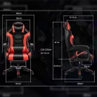 Gamer szék, forgószék masszázs funkcióval, lábtartóval, fekete-fehér