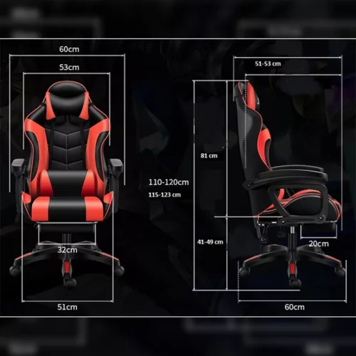 Gamer szék, forgószék masszázs funkcióval, lábtartóval, fekete-fehér