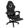 Gamer szék, forgószék masszázs funkcióval, lábtartóval, fekete