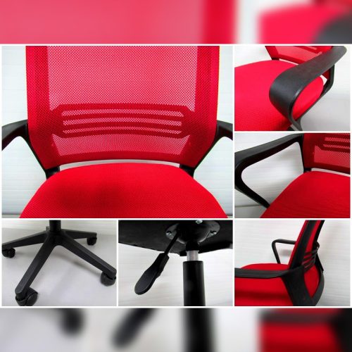 Ergonómikus irodai forgószék, számítógépes szék, piros