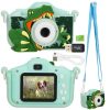 Gyerekkamera, digitális full HD kamera 32 GB-os kártyával, zöld, dinoszaurusz