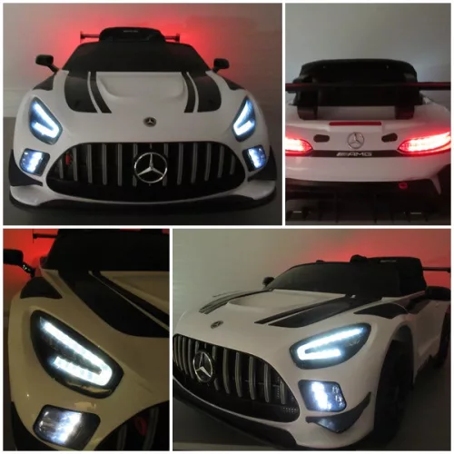 Eredeti Mercedes GT3 Evo- elektromos kisautó, fehér