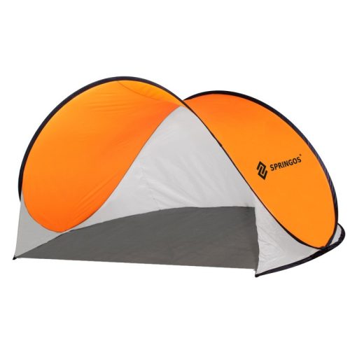 Önfelállító strandsátor, fehér és narancssárga, 200 x 120 cm-es Pop-Up sátor
