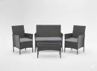 Rattan Bútorkészlet (Kanapé, 2 Fotel, Dohányzóasztal) Szürke