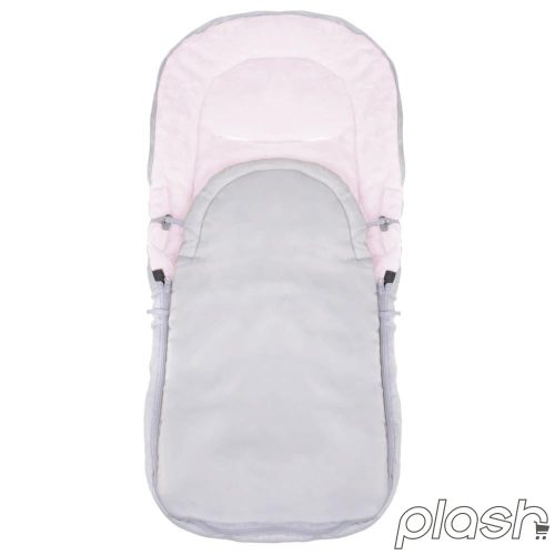 4&1-ben baba hálózsák táskával, szürke-rózsaszín