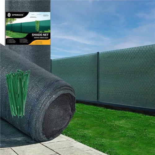 Árnyékoló háló, 95%-os, 1,7m x 25m, zöld+100 db. kábelkötegelő