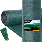 Árnyékoló háló, 90%-os, 1,5m x 10m, zöld, 50 db. kábelkötegelő