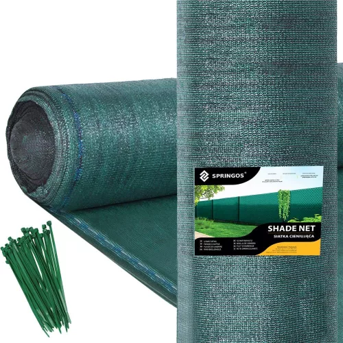 Árnyékoló háló, 90%-os, 1,5m x 10m, zöld, 50 db. kábelkötegelő