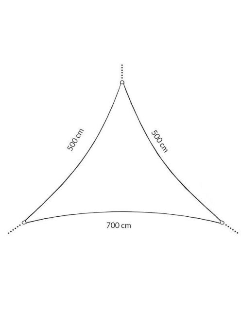 7x5x5m háromszög alakú napvitorla, vízálló, bézs (ekrü)