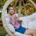 Függőkosár állvánnyal, SwingPod, krémszínű párnával
