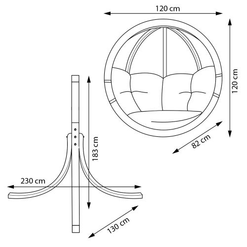 Prémium függőfotel állvánnyal, SwingPod függőkosár, grafit