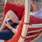 Függőfotel állvánnyal, SwingPod prémium függőkosár, piros párna