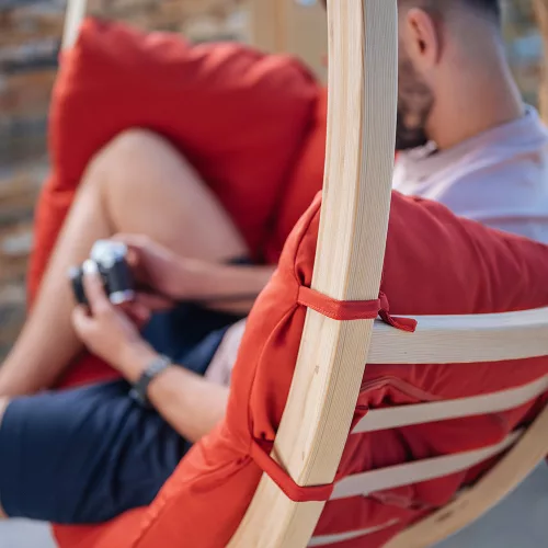 Függőfotel állvánnyal, SwingPod prémium függőkosár, piros párna