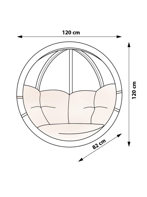 Prémium függőfotel, SwingPod, krémszínű párnával, 120x120cm