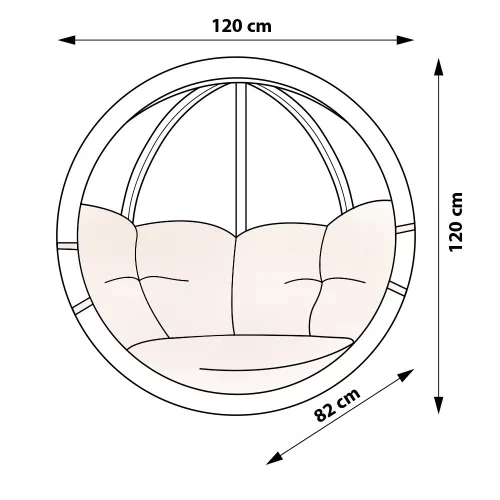 Prémium függőfotel, SwingPod, krémszínű párnával, 120x120cm