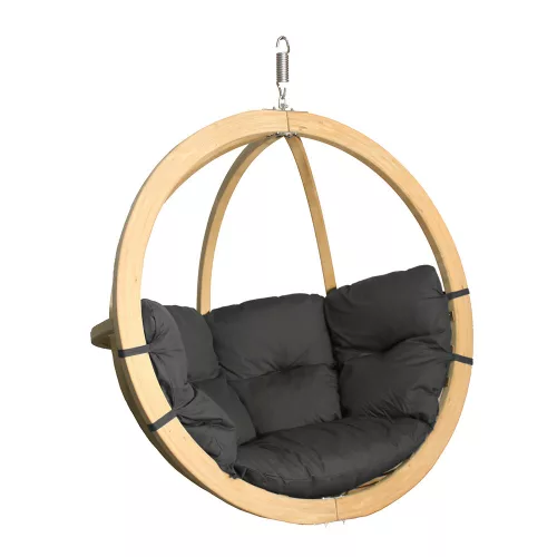 Prémium függőfotel, SwingPod, grafit színű párnával, 120x120cm