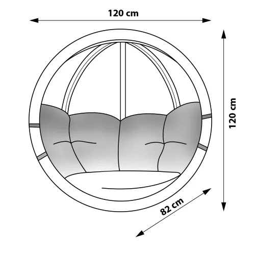 Prémium függőfotel, SwingPod, grafit színű párnával, 120x120cm