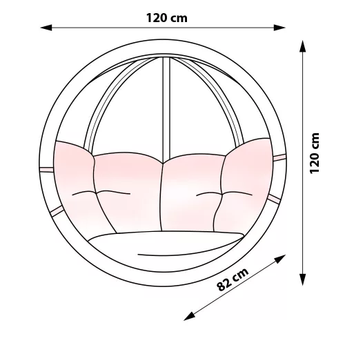 Prémium függőkosár, SwingPod, piros párnával, 120x120cm