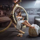 SwingPod prémium függőfotel, függőkosár állvány, natúr