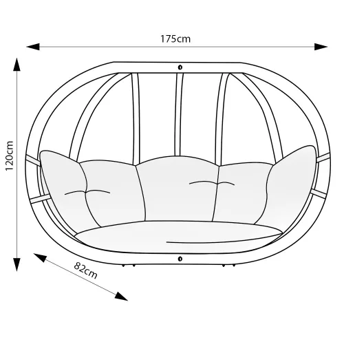 SwingPod XL kétszemélyes függőfotel, krém színű párnával